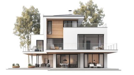 modern house on transparent