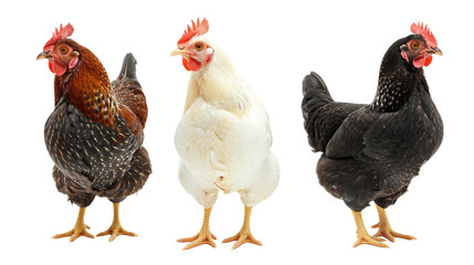 Fototapeta premium Three chicken isolated on transparent background