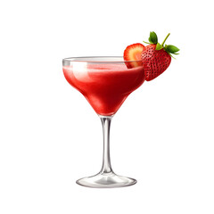 Photography of Virgin Strawberry Daiquiri Drink Isolated on Plain White Background