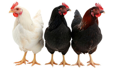 Fototapeta premium Three chicken isolated on transparent background