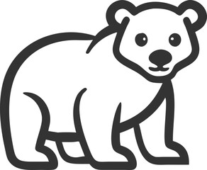 A black and white bear standing on a white background