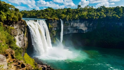 Fototapeta premium Spectacular Waterfall Tumbling Down a Sheer Cliff Face