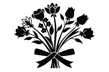 spring flower bouquet tied with ribbon H.eps