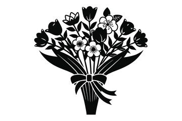 spring flower bouquet tied with ribbon J.eps