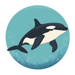 Obraz premium Cartoon Style Orca Logo Illustration Killer Whale Logo No Background Perfect for Print on Demand T Shirt Design
