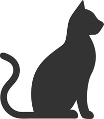 A black cat is sitting on a white background