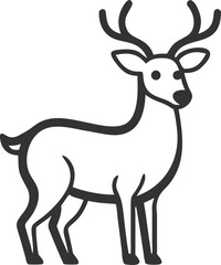A deer is standing in the foreground of a white background