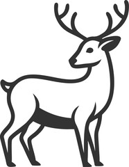 A deer is standing in the foreground of a white background