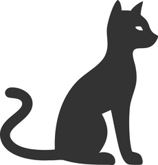 A black cat is sitting on a white background