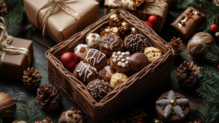 banner showcasing handmade festive gift baskets loaded with homemade treats, perfect for diy holiday gifting