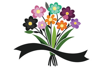 spring flower bouquet tied with ribbon S.eps