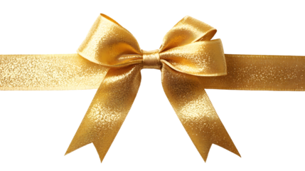 Gold bow and ribbon, isolated on white background