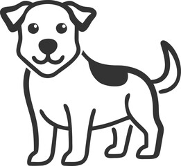 A dog with a black spot on its back is standing on a white background