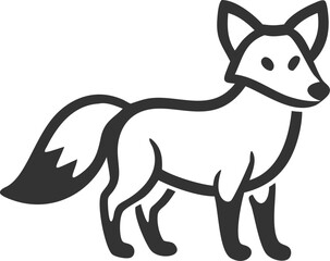 A black and white fox is standing on a white background