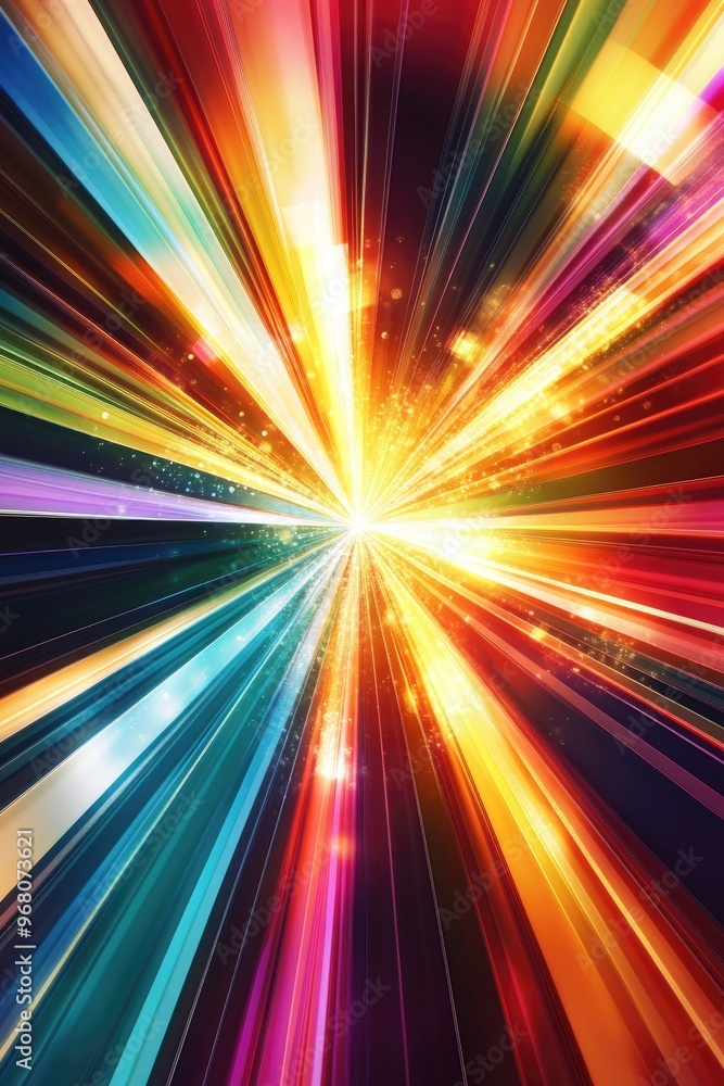 Poster abstract colorful background featuring a starburst design with glossy effects and dynamic lines