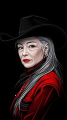 background image of a cowboy woman, western illustration style, western.  