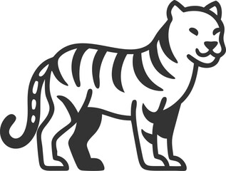 A black and white tiger standing in front of a white background