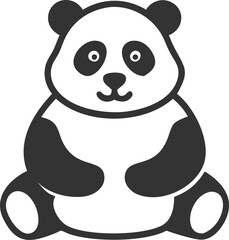 A black and white panda bear is sitting on a white background