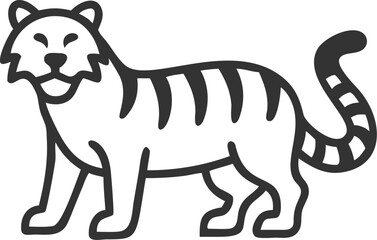 A tiger is standing on a white background