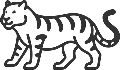 A tiger is walking on a white background