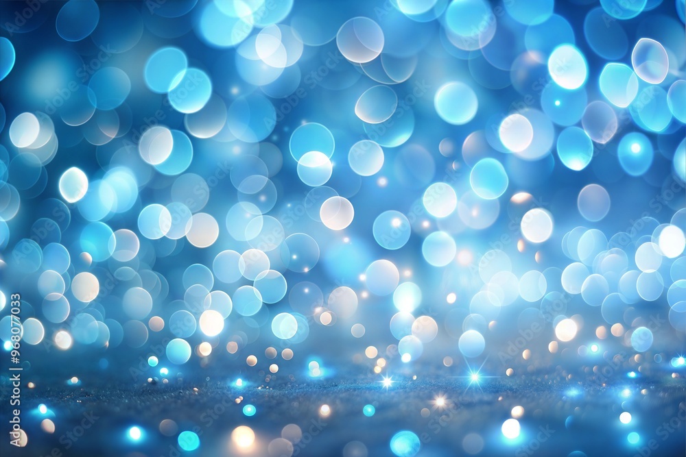 Canvas Prints shimmering abstract blue and white bokeh lights background