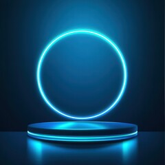 Futuristic Neon Circle and Podium Background