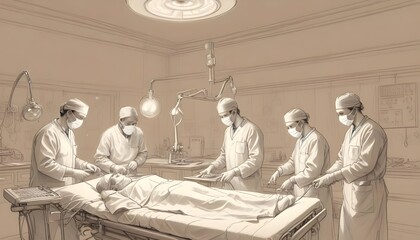 Medical Team Performing Surgery in Operating Room - Surgeons and Healthcare Professionals in Action