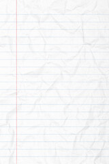 Notebook paper background. Lined notebook paper. crumpled paper background