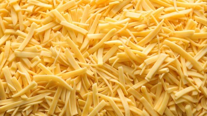 Fototapeta premium Texture of shredded cheese, finely grated and flavorful, for culinary uses and toppings