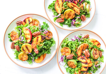 Grilled Peach & Zucchini Kale Salad