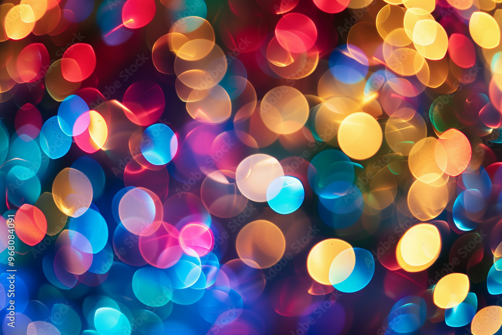 Aufkleber vibrant display of colorful bokeh lights creating a mesmerizing abstract background, ideal for festi