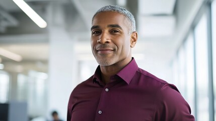 Fototapeta premium Confident Senior Businessman Smiling in Modern Office