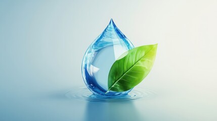 Bluegreen logo with water droplet symbol for water conservation charity and food delivery service. Concept Environmental Conservation, Nonprofit Organization, Food Delivery Service