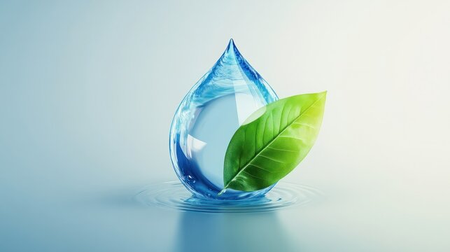 Bluegreen logo with water droplet symbol for water conservation charity and food delivery service. Concept Environmental Conservation, Nonprofit Organization, Food Delivery Service