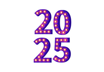 2025 Happy New Year Design Purple Festive Realistic Decoration Abstract Vector Illustration