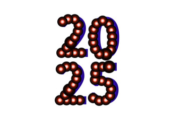 2025 Happy New Year Design Purple Festive Realistic Decoration Abstract Vector Illustration