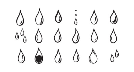 Hand drawn doodle water drop. Water drops icons