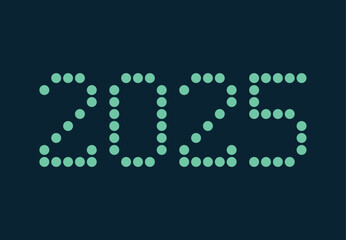 Happy New Year 2025 Design Blue Pixel Points Abstract Vector Illustration