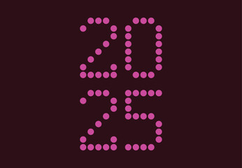 Happy New Year 2025 Design Pink Pixel Points Abstract Vector Illustration