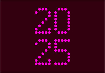 Happy New Year 2025 Design Pink Pixel Points Abstract Vector Illustration