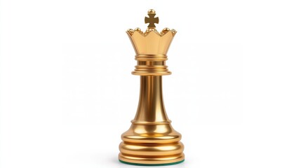 Fototapeta premium Golden colored king chess piece isolated on a white background, closeup