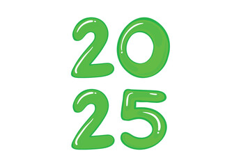 2025 Happy New Year Design Green Realistic Abstract Vector Illustration