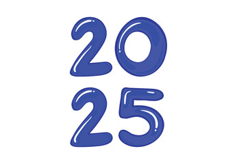 2025 Happy New Year Design Blue Realistic Abstract Vector Illustration