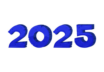 2025 Happy New Year Yellow Blue Typography Realistic Design Abstract Vector Illustration