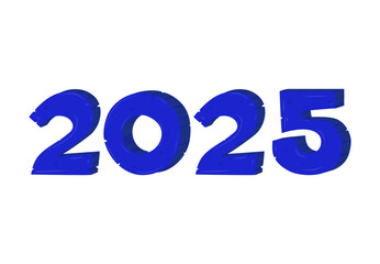2025 Happy New Year Yellow Blue Typography Realistic Design Abstract Vector Illustration