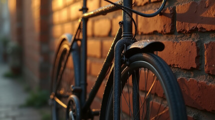 Obraz premium Vintage Fahrrad vor Backsteinmauer