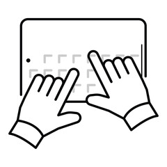 Fototapeta premium Vector icon for Multi Touch Interaction. Two fingers interacting with a touchscreen representing multi-touch technology,touch interface. Vector illustration. 