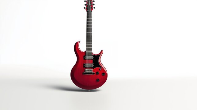 Red Epiphone electric guitar isolated on a white background, front view