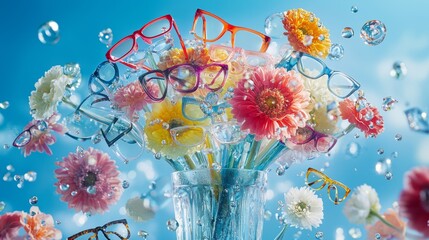Stunning bouquet made entirely of eyeglasses.