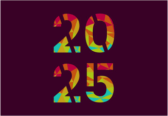 Happy New Year 2025 Multicolor Design Abstract Vector Illustration With Maroon Background